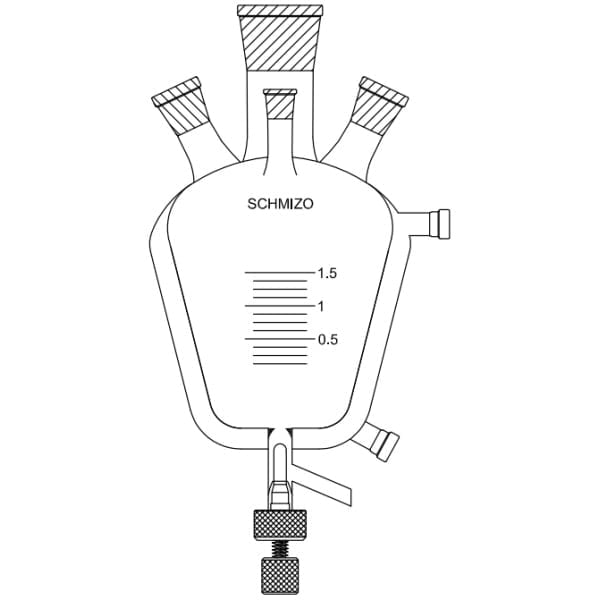 Jacketed Sulphonating Flask with Bottom Outlet - Reactors > Jacketed Reaction Vessels